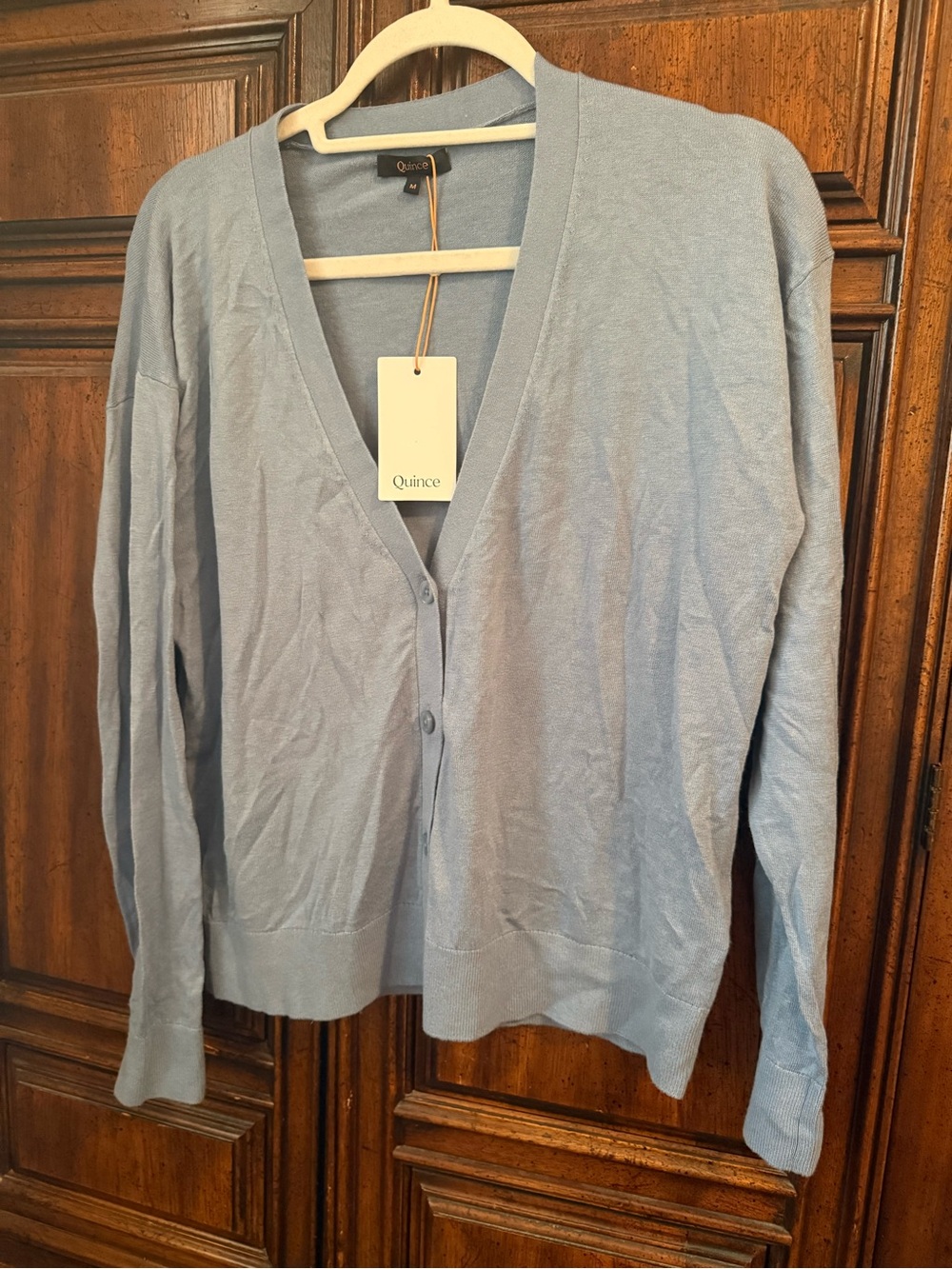 Quince Women's Pale Blue V-Neck Button-Front Cardigan